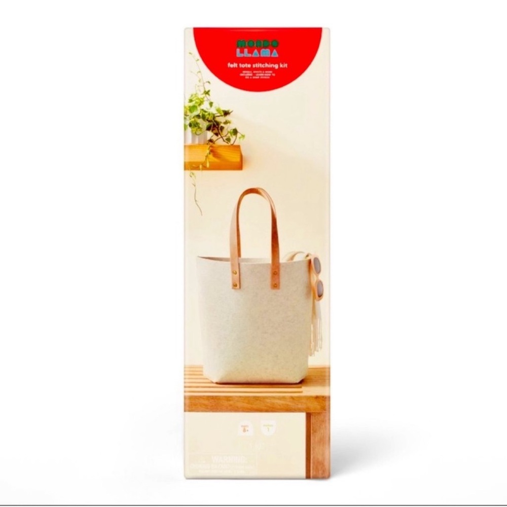 New! Mondo Llama Sew your own felt tote craft stitching kit Cream Tote Bag